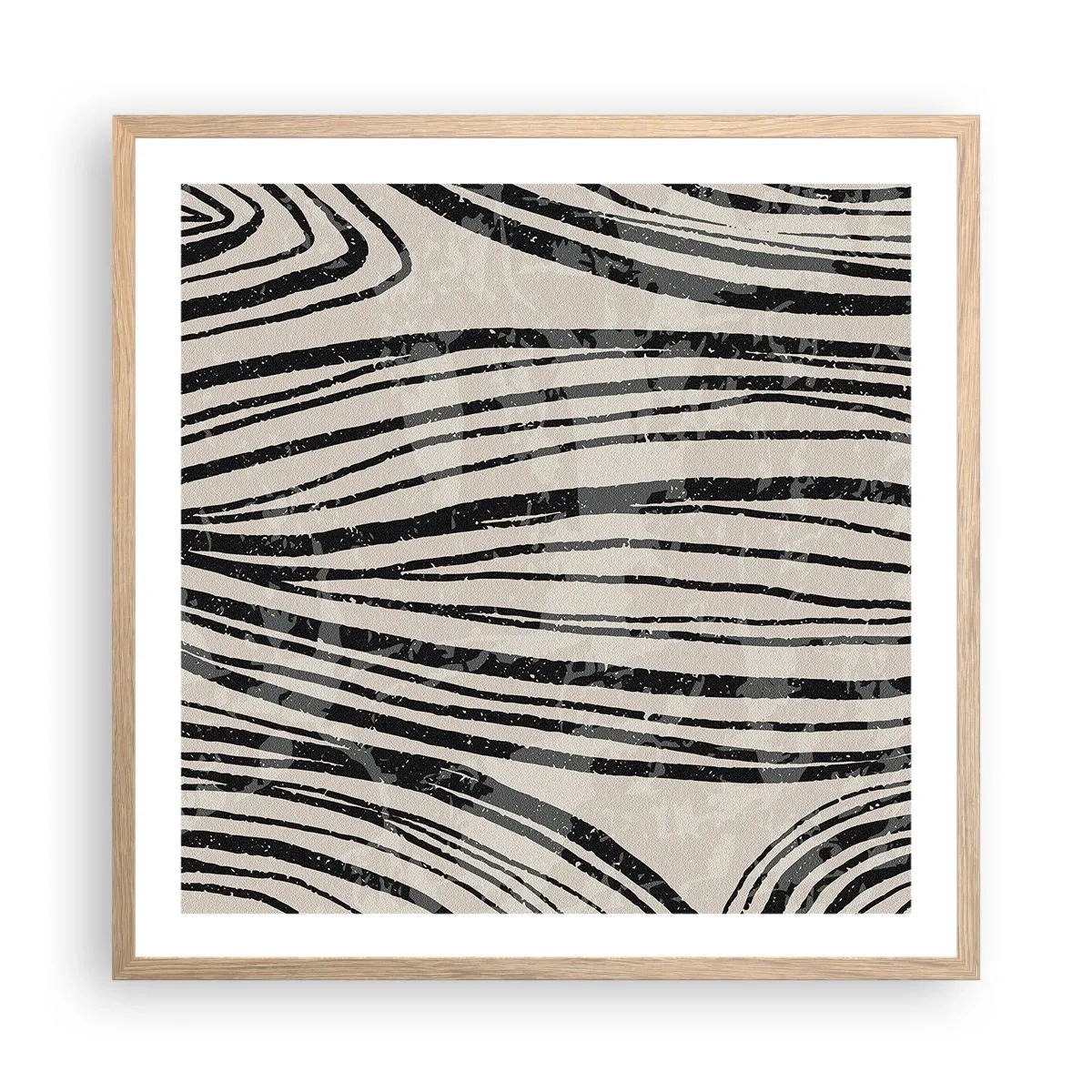 Plagát v ráme zo svetlého duba - Močiar s líniami - 60x60 cm