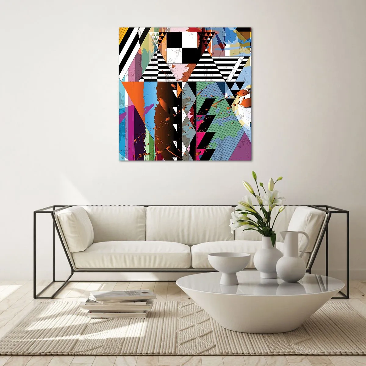 Obraz na skle - Geometricky a organicky - 60x60 cm