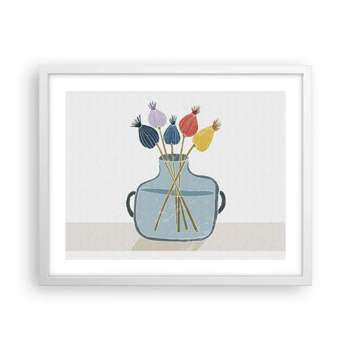 Plagát v bielom ráme - Makové kvety - 50x40 cm