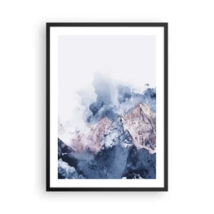 Plagát v čiernom ráme - Abstraktné hory v odtieňoch modrej - 50x70cm - To sú vrcholy! - Moderná nástenná dekorácia do obývacej izby a spálne ARTTOR
