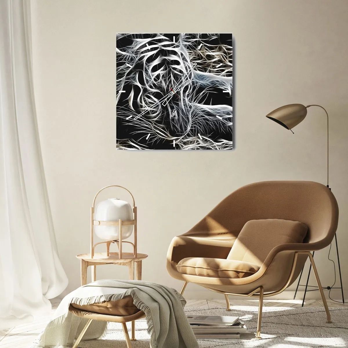 Nástenné hodiny - Štúdia mačacej ľahkosti - 40x40 cm