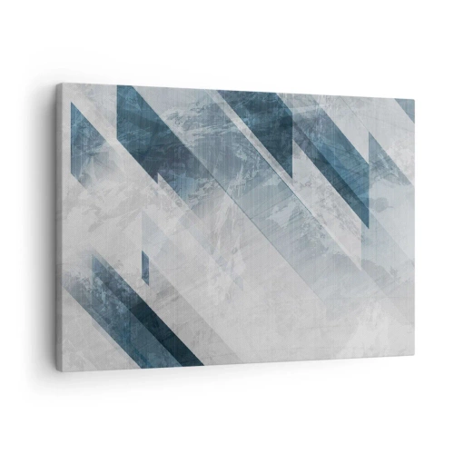 Obraz na plátne - Abstraktné čiary v odtieňoch sivej a modrej - 70x50cm - Priestorová kompozícia – pohyb šedej - Moderná nástenná dekorácia do obývacej izby a spálne ARTTOR