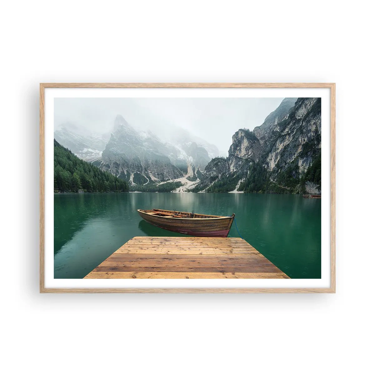 Plagát v ráme zo svetlého duba - „Hrdé skaly vpredu“ - 100x70 cm