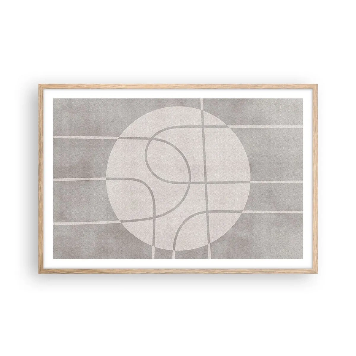 Plagát v ráme zo svetlého duba - Kruhovo a priamo - 91x61 cm