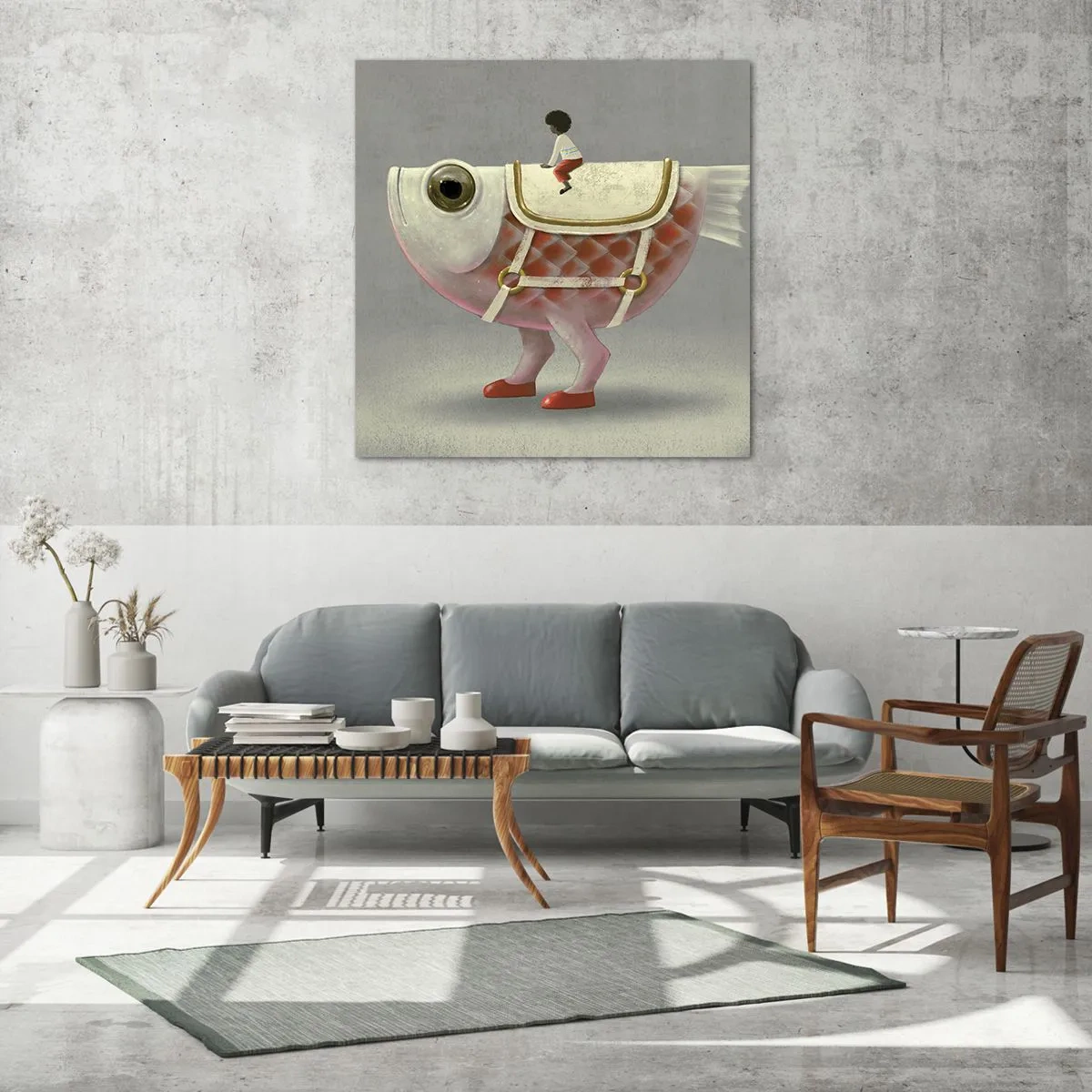 Obraz na skle - Rybí jazdec - 70x70 cm