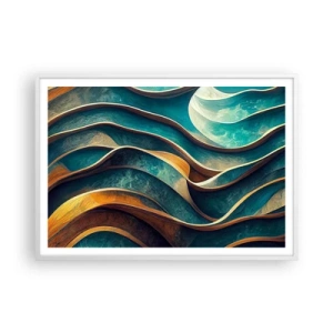 Plagát v bielom ráme - Meandre modrej - 100x70 cm