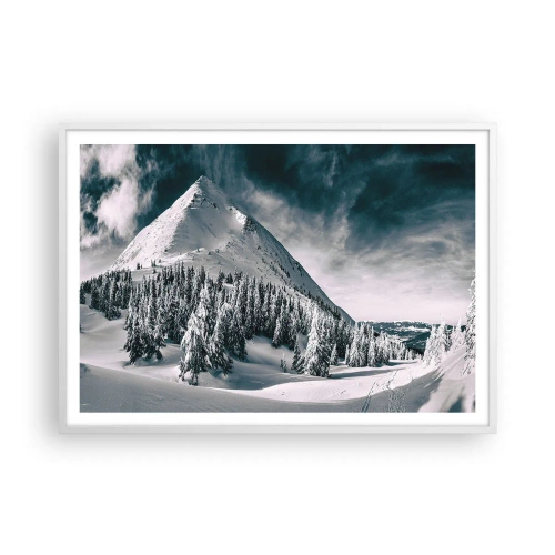 Plagát v bielom ráme - Krajina snehu a ľadu - 100x70 cm