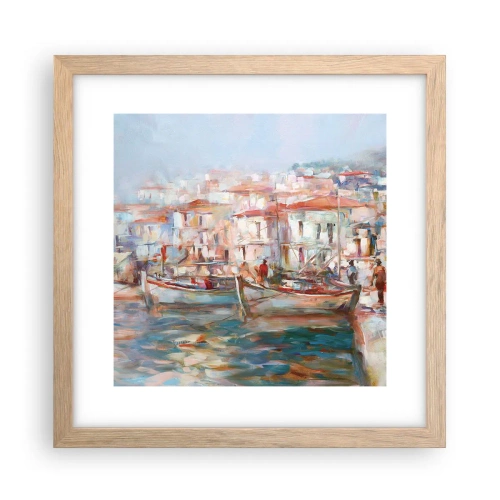 Plagát v ráme zo svetlého duba - Pastelová dovolenka - 30x30 cm