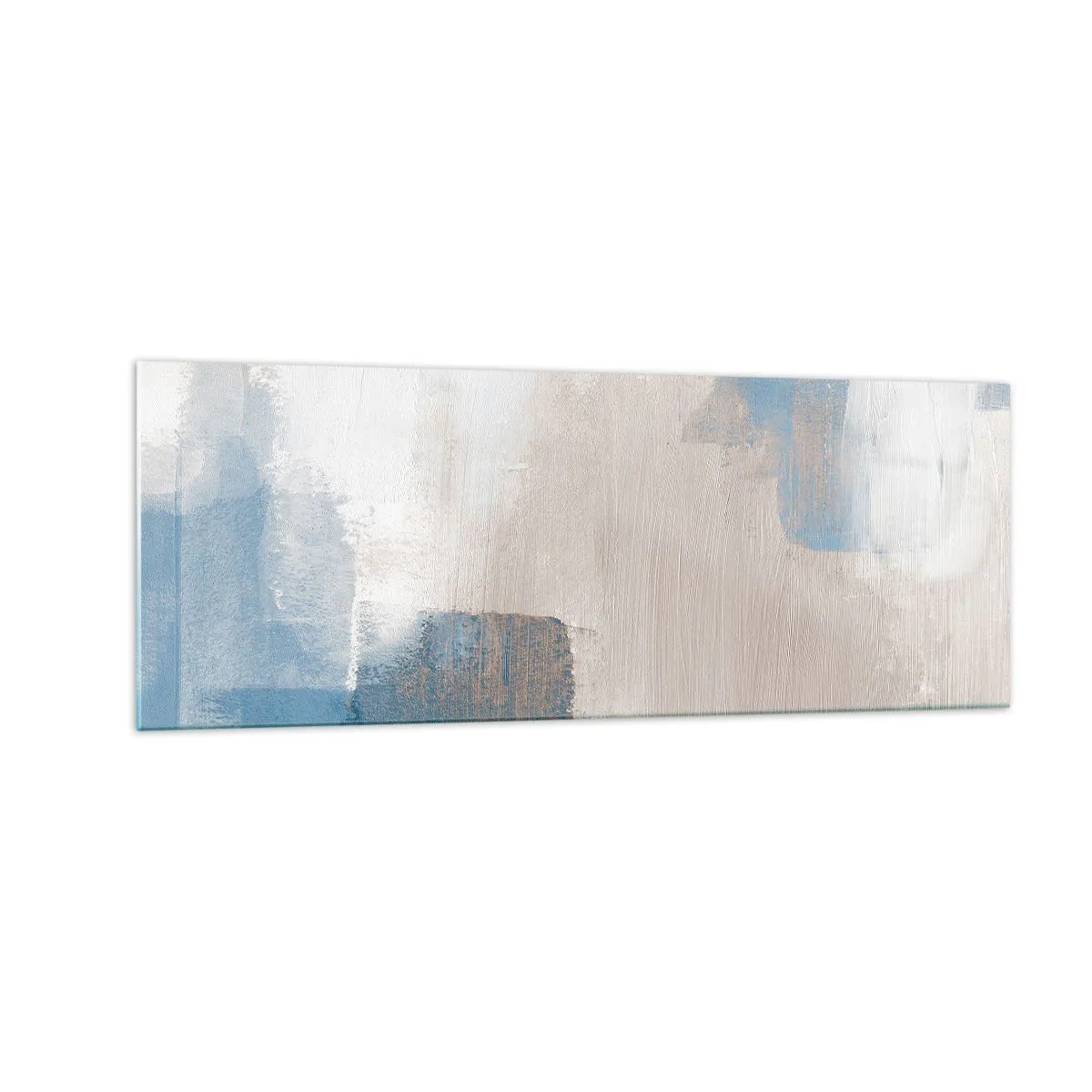 Obraz na skle - Ružová abstrakcia za modrým závojom - 140x50 cm