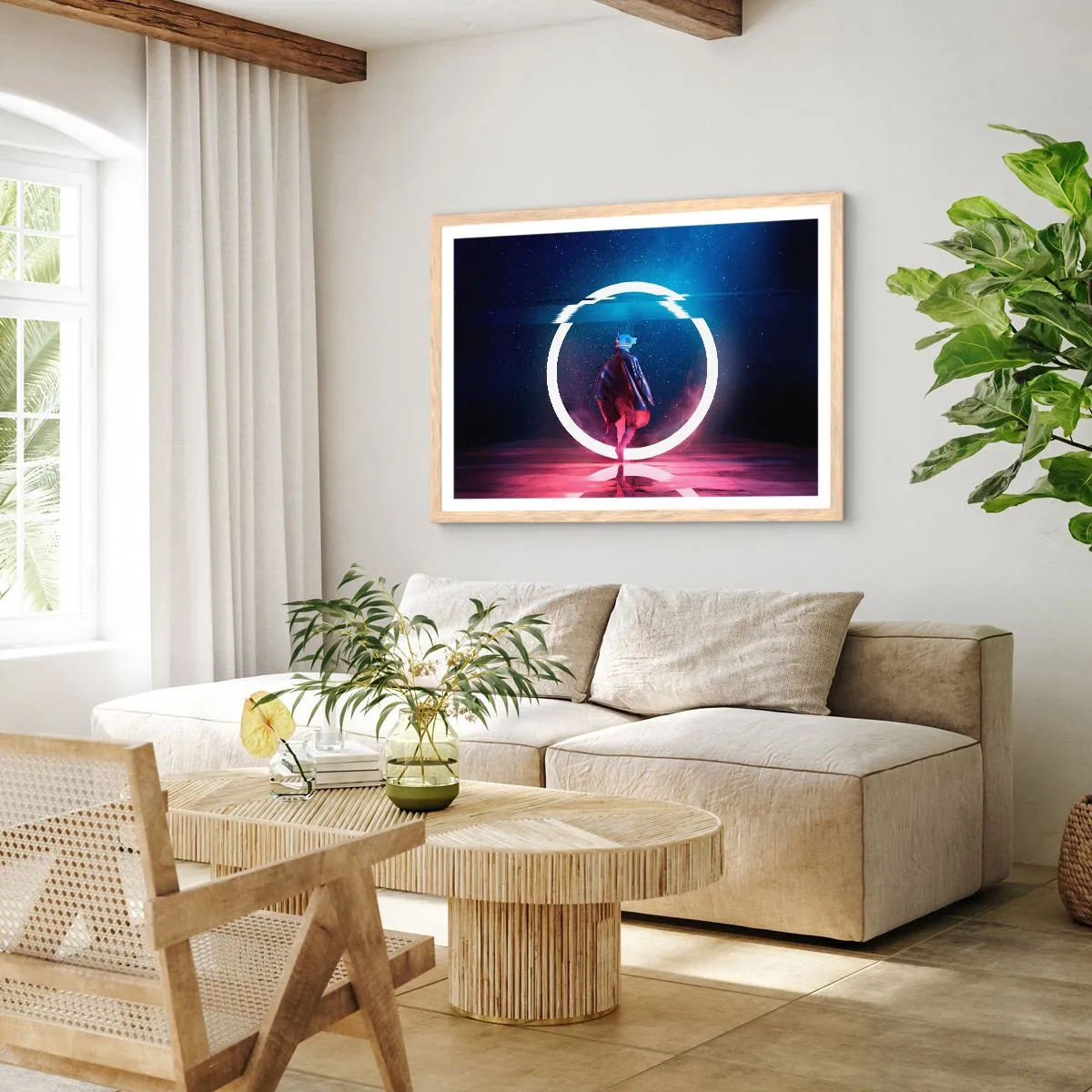 Plagát v ráme zo svetlého duba - Medzi svetmi - 100x70 cm