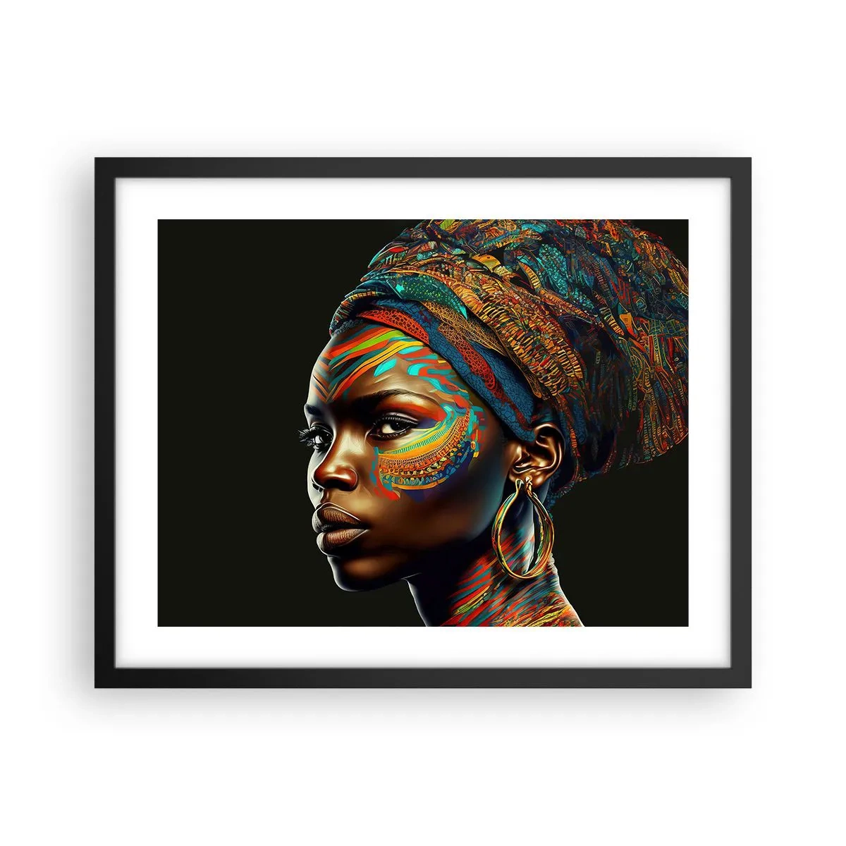 Plagát v čiernom ráme - Africká kráľovná - 50x40 cm