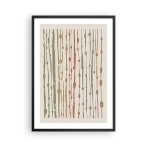 Plagát v čiernom ráme - Abstraktné zvislé čiary v prírodných odtieňoch - 50x70cm - Hudobný záznam farieb - Moderná nástenná dekorácia do obývacej izby a spálne ARTTOR