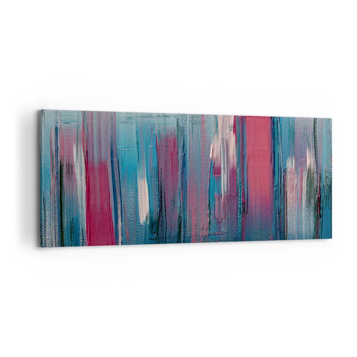 Obraz na plátne - Vertikálna kompozícia v modrej a červenej - 100x40 cm