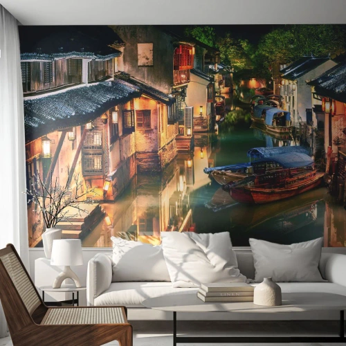 Fototapeta Premium Sand - Večer na čínskej ulici - Krajina, Mesto, Ázie - 150x105 cm