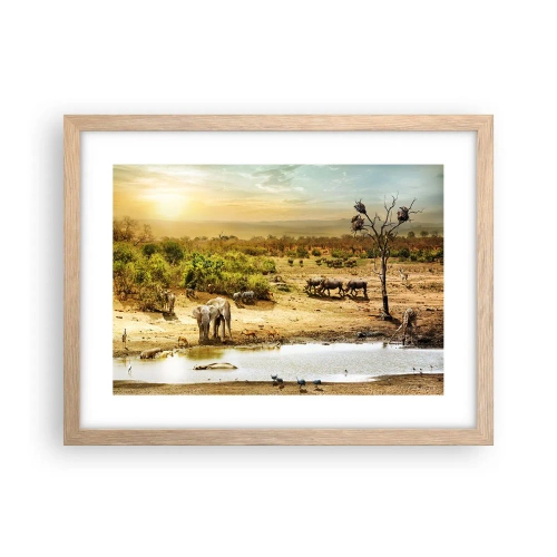 Plagát v ráme zo svetlého duba - „Z raja opäť pramenila rieka…“ - 40x30 cm