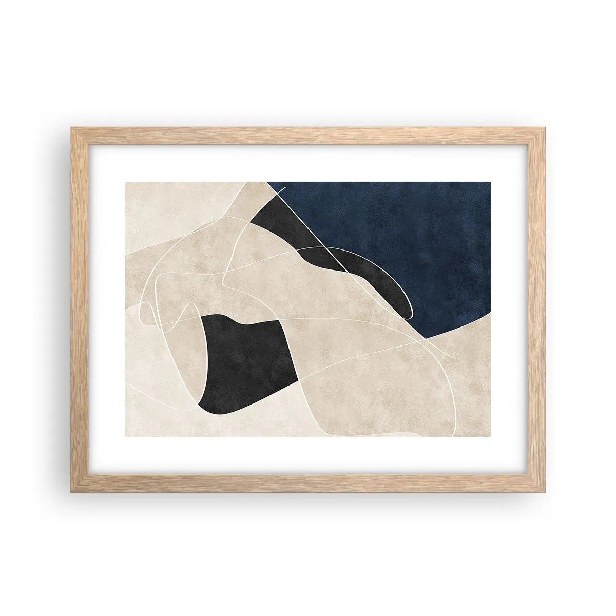 Plagát v ráme zo svetlého duba - Abstraktná kompozícia – kontrast farieb - 40x30 cm