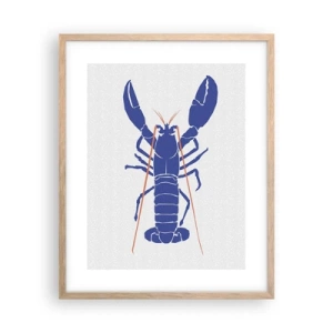 Plagát v ráme zo svetlého duba - Elegantný modrý homár - 40x50 cm