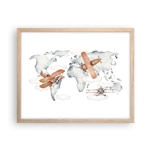 Plagát v ráme zo svetlého duba - V priekopníckom duchu - 50x40 cm