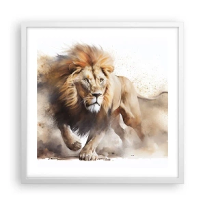 Plagát v bielom ráme - Kráľ sa pohol - 50x50 cm