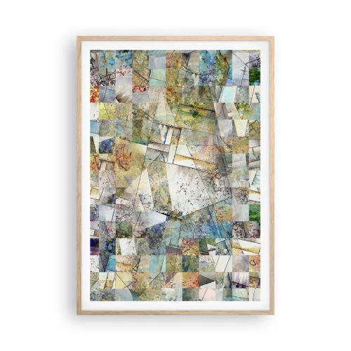 Plagát v ráme zo svetlého duba - Geometrické preskupenie - 70x100 cm