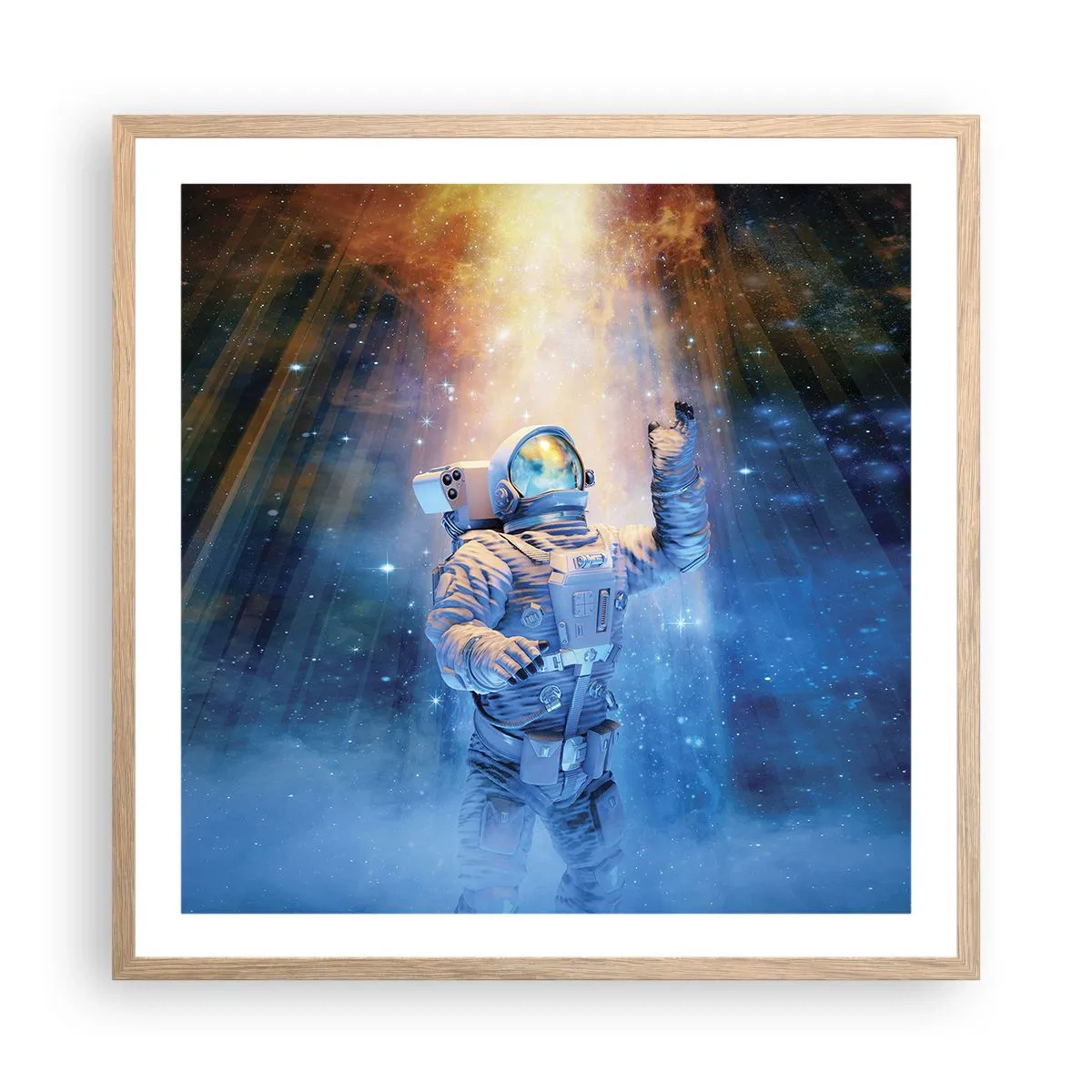 Plagát v ráme zo svetlého duba - Konečne v cieli - 60x60 cm