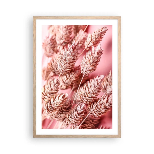 Plagát v ráme zo svetlého duba - Kvetinová kaskáda v ružovej - 50x70 cm