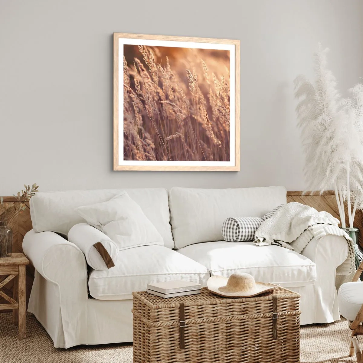 Plagát v ráme zo svetlého duba - Pripravení privítať jeseň - 60x60 cm