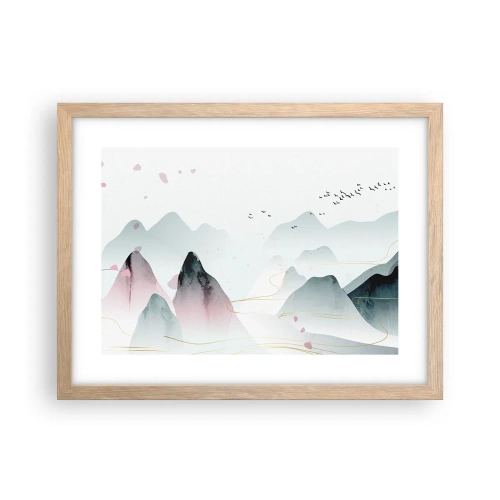 Plagát v ráme zo svetlého duba - Cez vrcholy - 40x30 cm