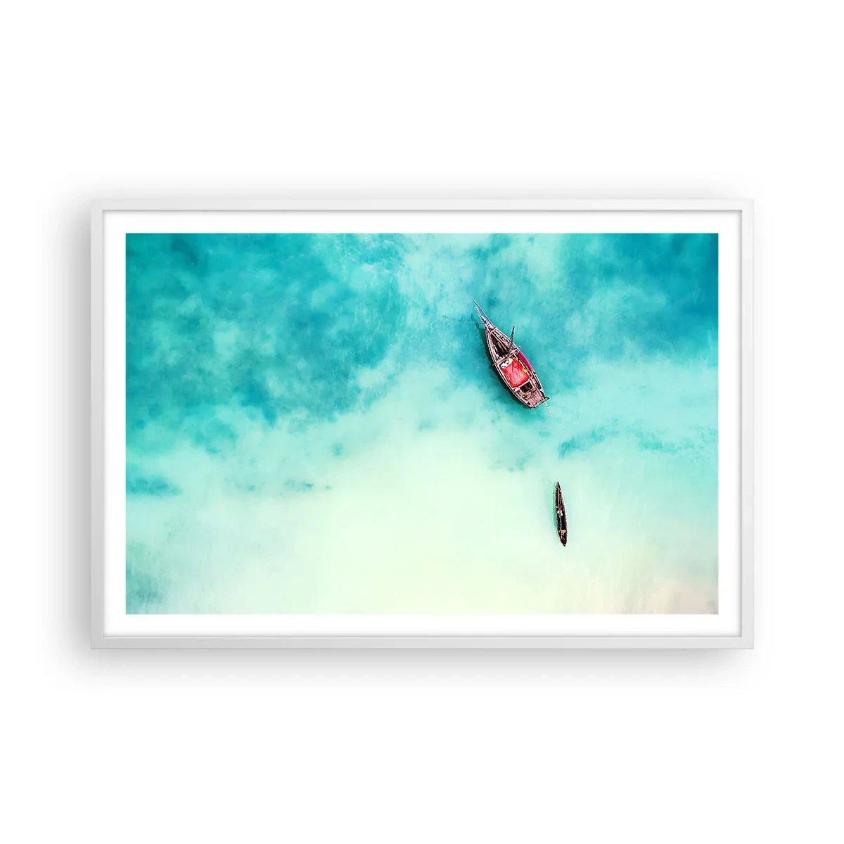 Plagát v bielom ráme - Pretože na plážach Zanzibaru, keď je prebytok vody… - 91x61 cm