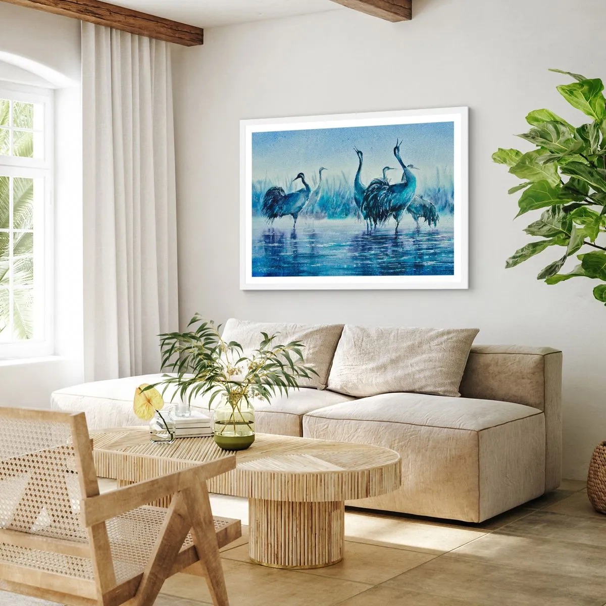 Plagát v bielom ráme - Ranné stretnutie - 100x70 cm