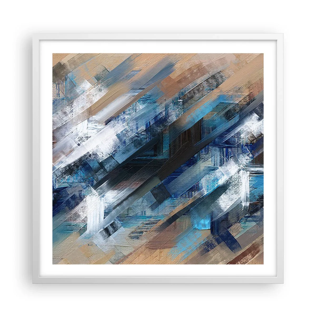 Plagát v bielom ráme - Modrá šikmosť - 60x60 cm