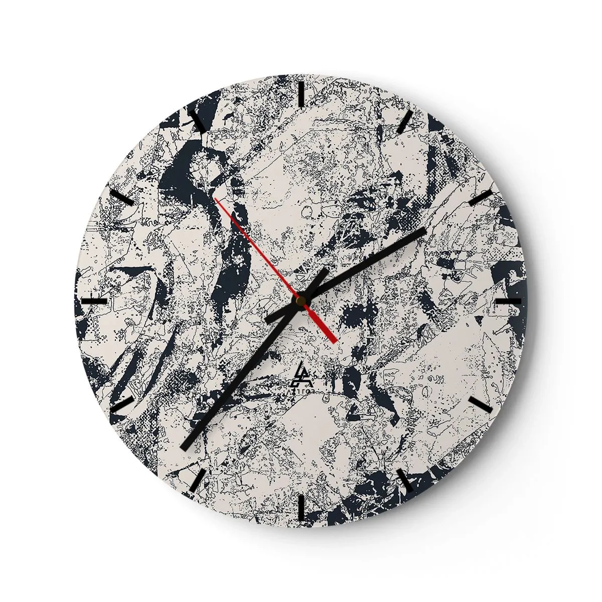 Nástenné hodiny - Abstraktná kompozícia v odtieňoch čiernej a sivej - 30x30cm - Prelínanie protikladov - Moderná nástenná dekorácia do obývacej izby, kuchyne a spálne ARTTOR