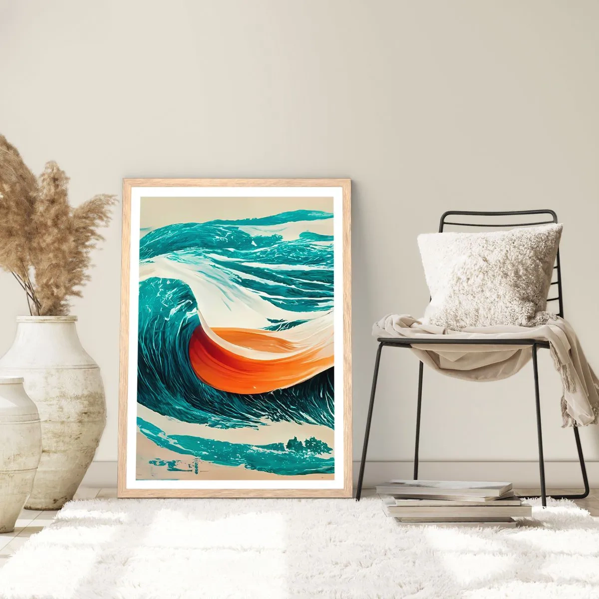 Plagát v ráme zo svetlého duba - Surferov sen - 70x100 cm