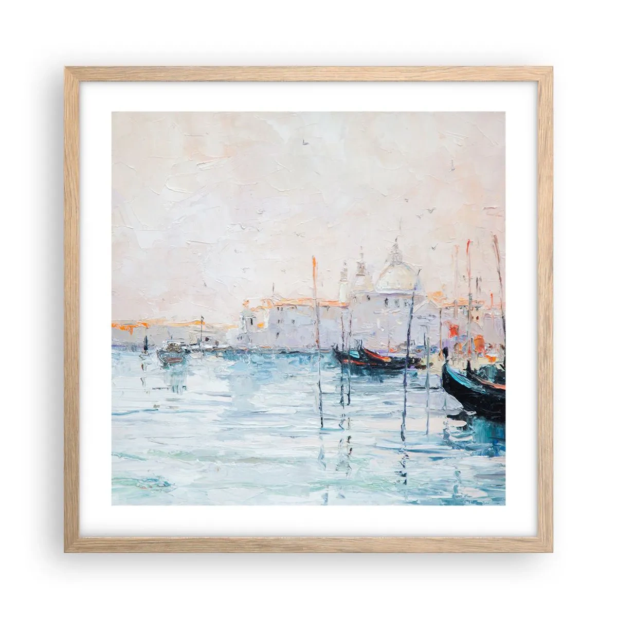 Plagát v ráme zo svetlého duba - Za vodou, za hmlou - 50x50 cm