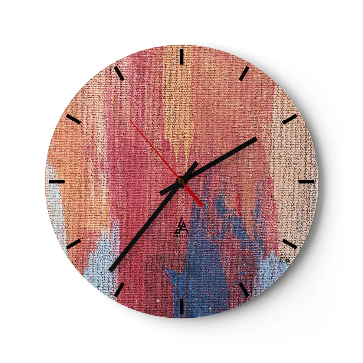 Nástenné hodiny - Farebné ťahy farby na textúre plátna - 30x30cm - Stekať dúhou - Moderná nástenná dekorácia do obývacej izby, kuchyne a spálne ARTTOR