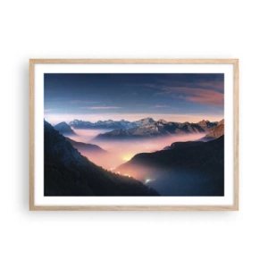 Plagát v ráme zo svetlého duba - Svetlo v údoliach - 70x50 cm