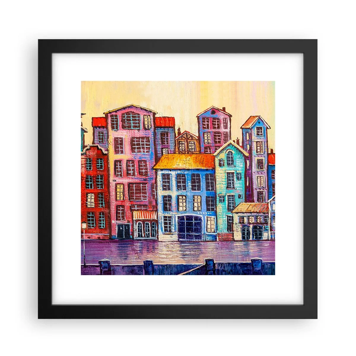 Plagát v čiernom ráme - Mesto ako z rozprávky - 30x30 cm