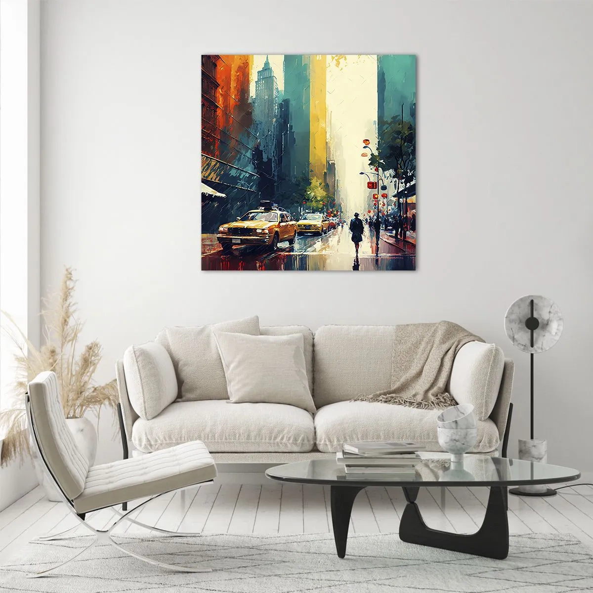 Obraz na skle - New York – tu je aj dážď farebný - 30x30 cm
