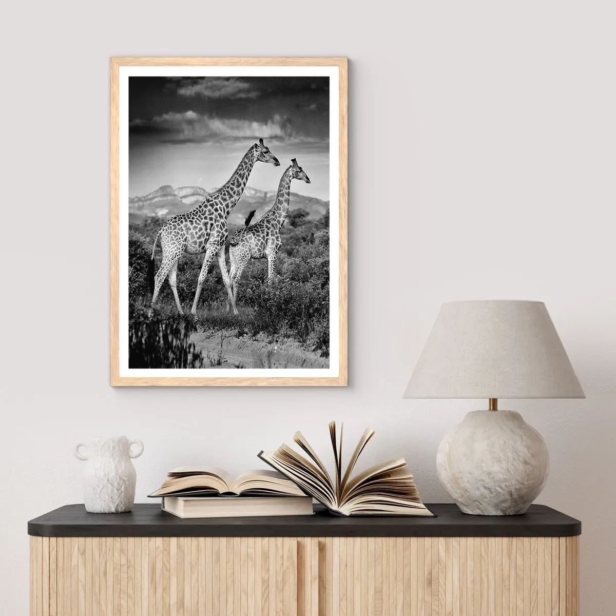 Plagát v ráme zo svetlého duba - Vyššie kruhy v Afrike - 40x50 cm