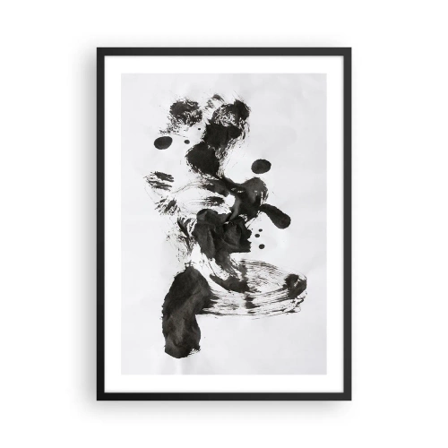 Plagát v čiernom ráme - Čiernobiela abstrakcia v štýle expresionizmu - 50x70cm - Metóda v šialenstve? - Moderná nástenná dekorácia do obývacej izby a spálne ARTTOR
