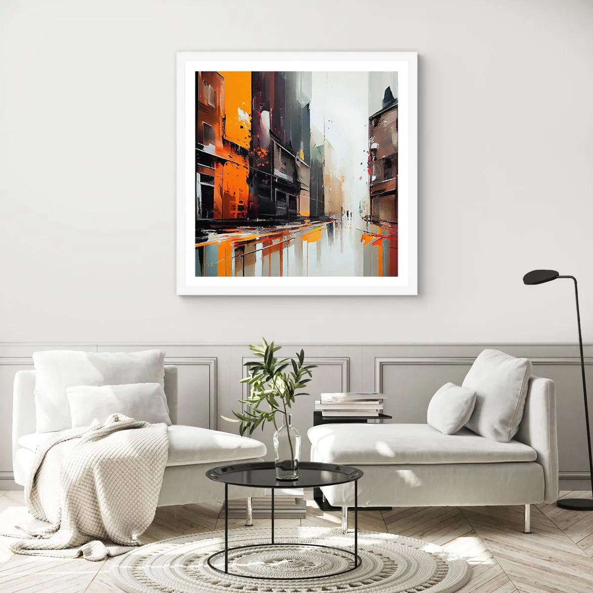 Plagát v bielom ráme - Daždivý deň - 40x40 cm