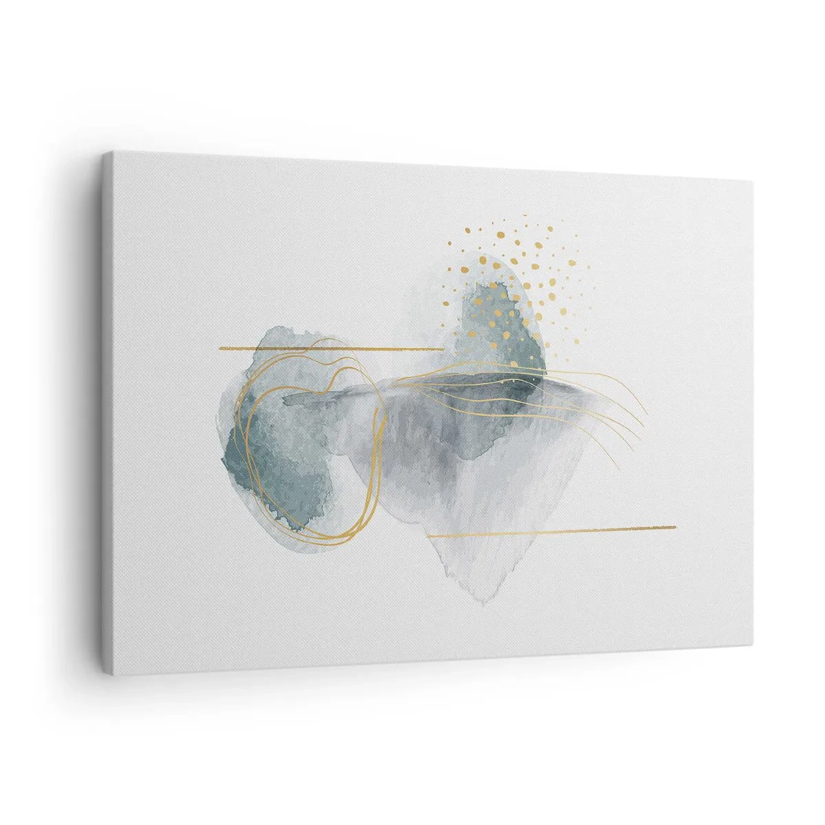 Obraz na plátne - Abstraktná kompozícia v odtieňoch tyrkysovej a zlatej. - 70x50cm - O vzťahu medzi šedou a zlatou - Moderná nástenná dekorácia do obývacej izby a spálne ARTTOR