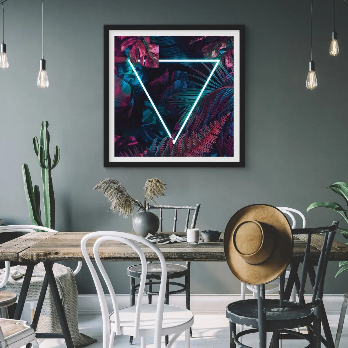 Plagát v čiernom ráme - Záhrada v disco štýle - 50x50 cm