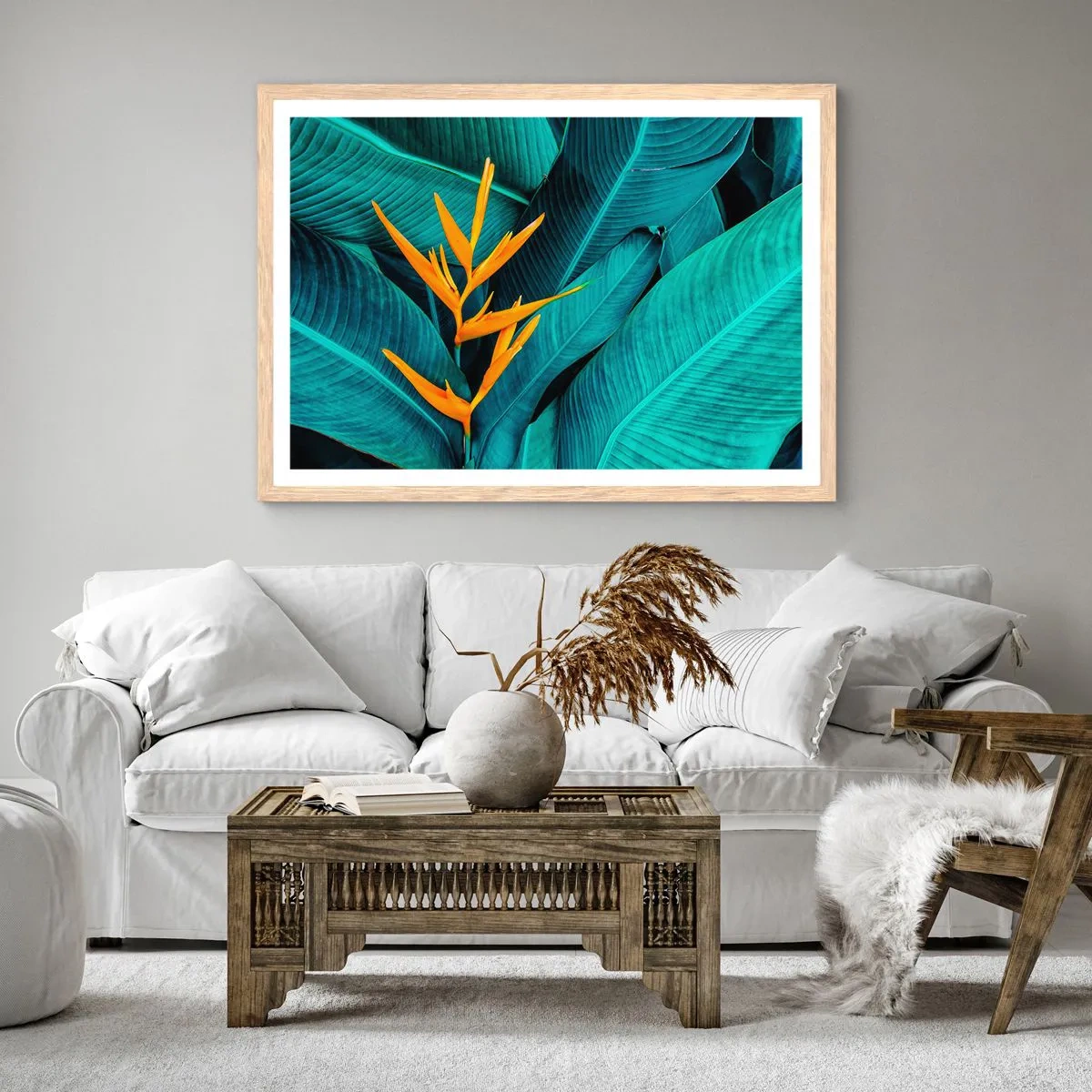 Plagát v ráme zo svetlého duba - Rajský kvet - 91x61 cm