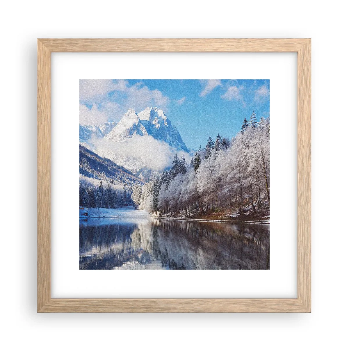 Plagát v ráme zo svetlého duba - Snehová stráž - 30x30 cm