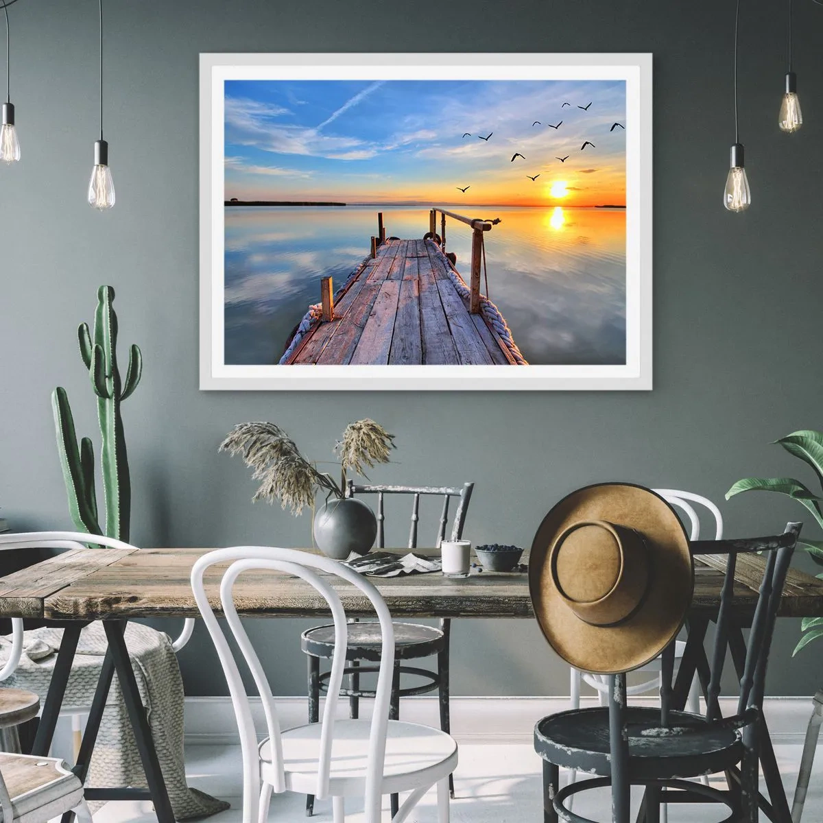 Plagát v bielom ráme - Ísť pred seba smerom k slnku - 100x70 cm