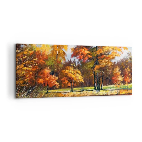 Obraz na plátne - Krajinka v zlatej a hnedej - 100x40 cm