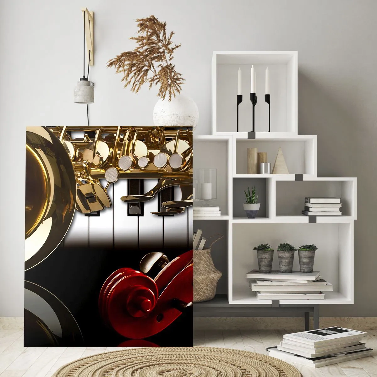 Obraz na skle - Plech, drevo a slonovinová kosť - 70x100 cm