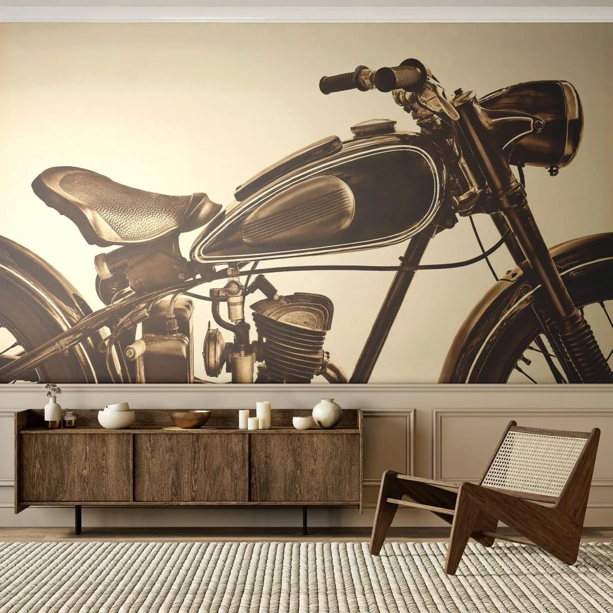 Fototapeta Standard Eco - Túžba po klasike - Motorka, Vintage, Automobilový priemysel - 400x280 cm