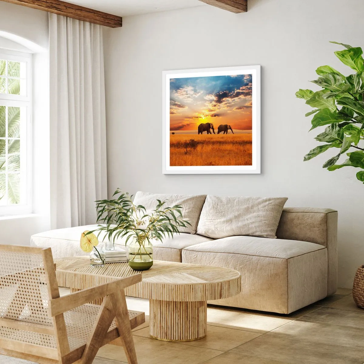 Plagát v bielom ráme - Rodinná prechádzka - 60x60 cm